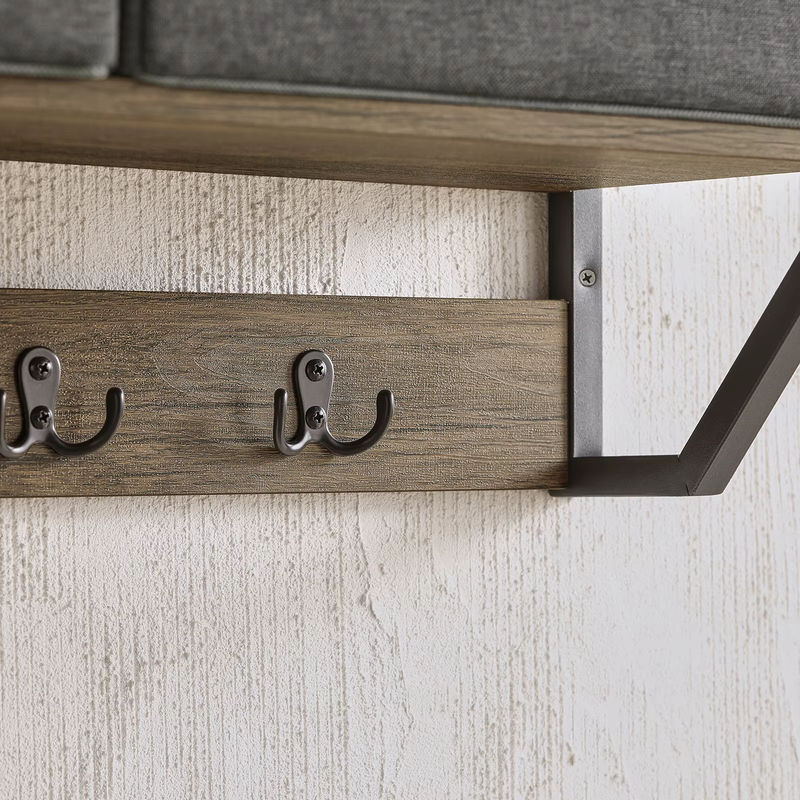 SoBuy Wandgarderobe im Industrial Design mit 3 Körben und 7 Haken, B/T/H: 100 x 30 x 20 cm - Bild 5