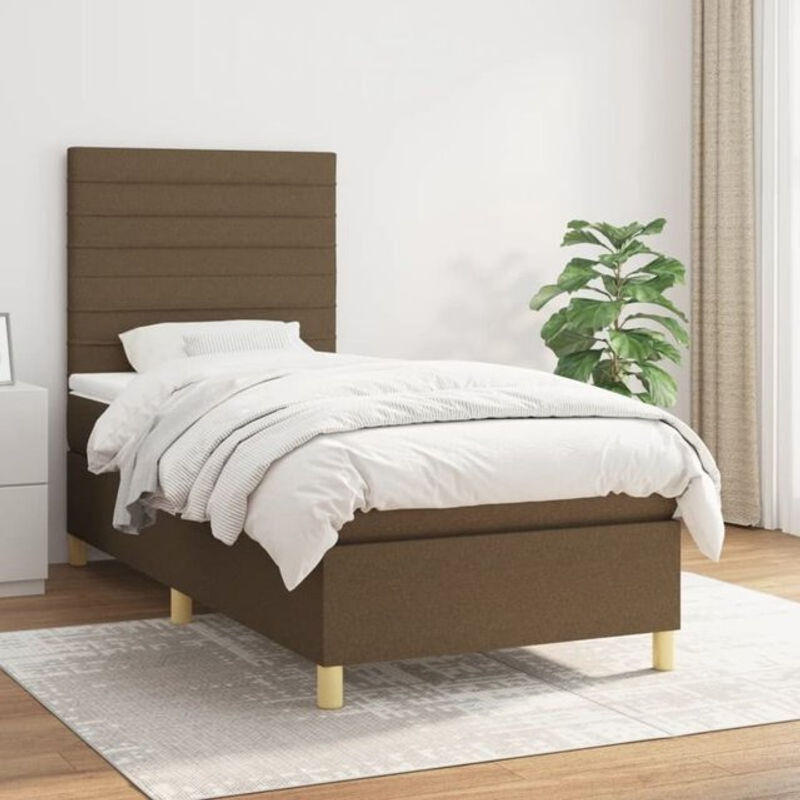 vidaxl Boxspringbett mit Matratze in Braun aus Stoff, B/T/H: 200 x 80 x 118 cm - Bild 1