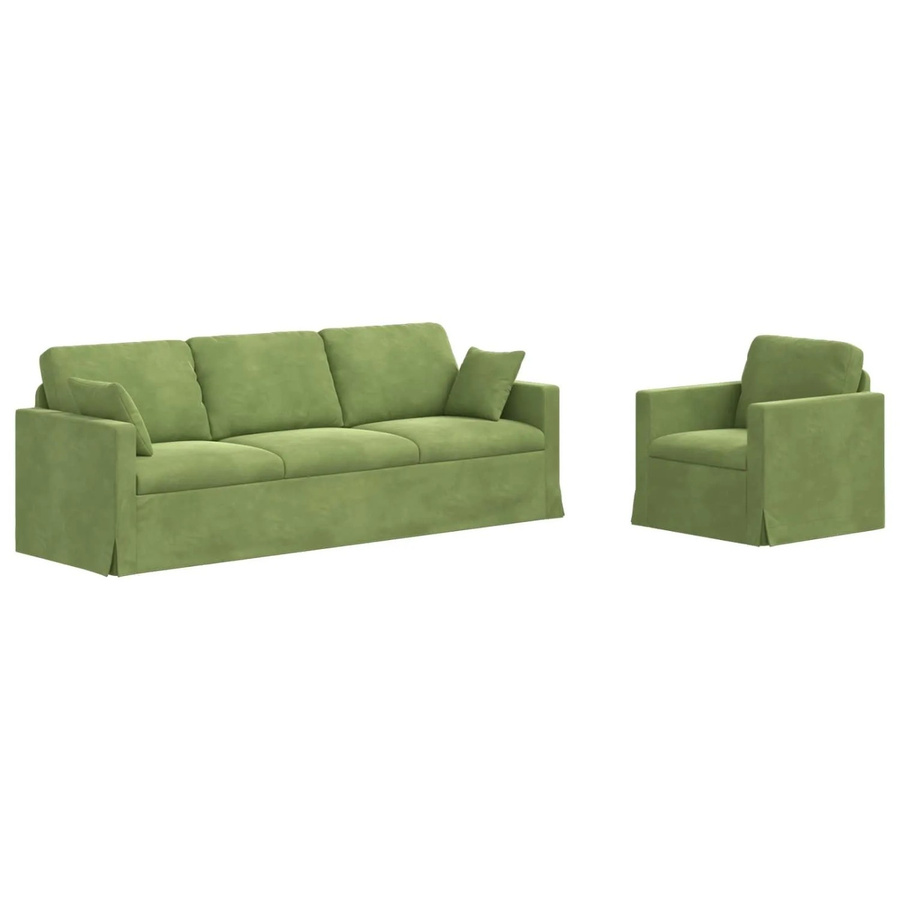 vidaXL Sofa Set 2er Set aus Samt in Hellgrün mit Metallrahmen B/T/H: 228 x 78 x 80 cm - Bild 2