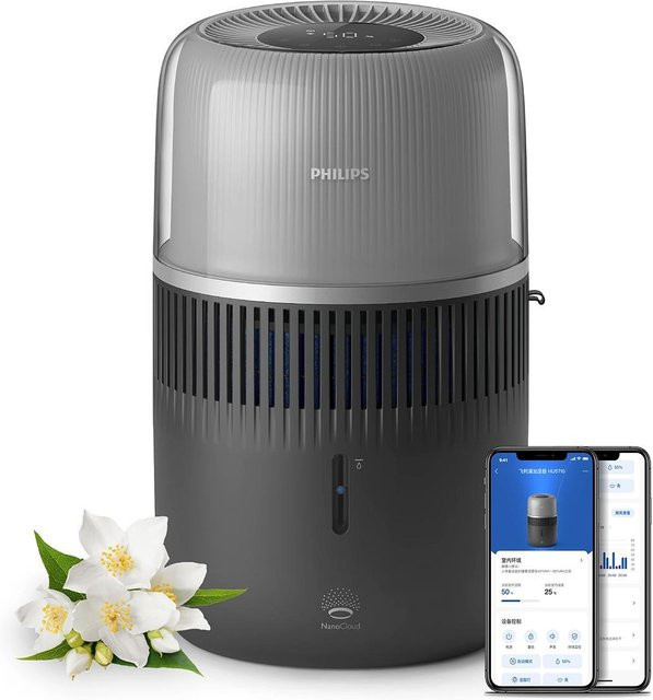 Philips HU5710/03 Luftbefeuchter mit Evaporator und Hygrostat in Grau - Bild 1