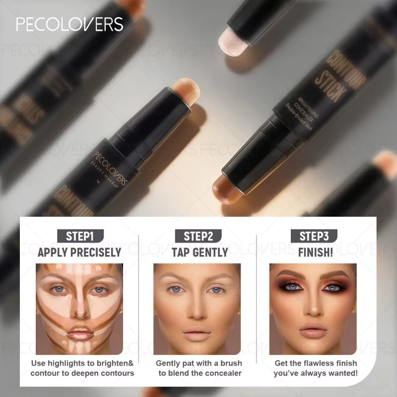 PECOLOVERS Doppelseitiger Concealer-Stift, Wasserfest, Unisex - Bild 3