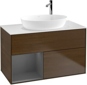 V&B Waschtischunterschrank Finion 100 Wandbeleuchtung in Anthrazit lackiert B/T/H: 100 x 50,1 x 50,1 cm - Bild 1