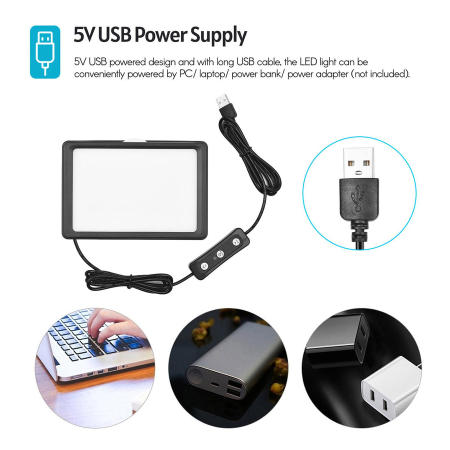Andoer USB Video Konferenz Beleuchtung Kit mit 3 dimmbaren LED Tischleuchten 5600K in Schwarz - Bild 9