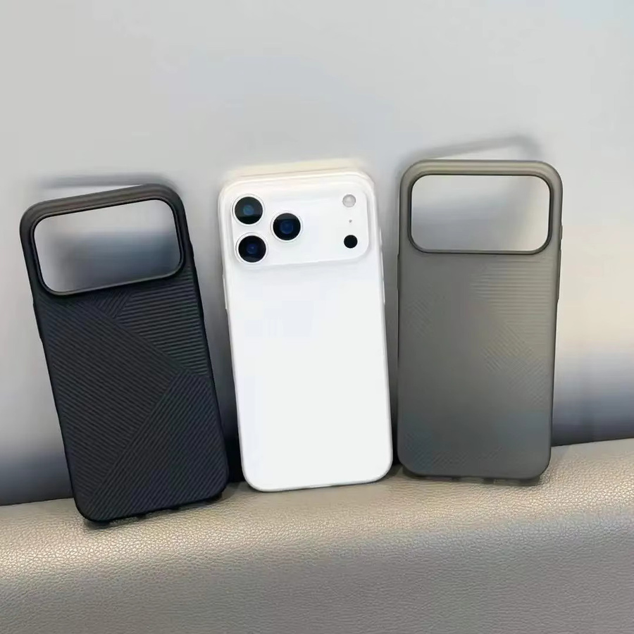 Schutzhülle für Apple iPhone 17 Pro Max, minimalistische geometrische Hartschale aus Silikon, matt und transparent, Schwarz - Bild 2