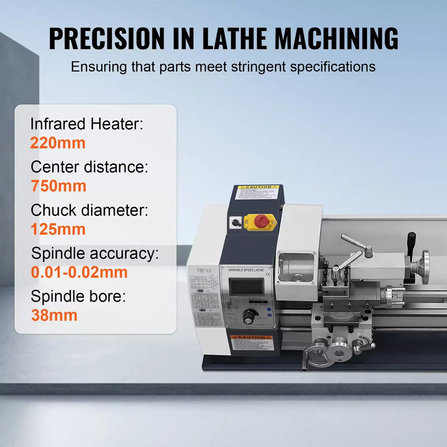 SIHAO Metall-Drehmaschine mit 1200W Leistung, variable Geschwindigkeit, LED-Display und Bürstenmotor für Hobby-DIY-Kleinwerkstätten - Bild 4