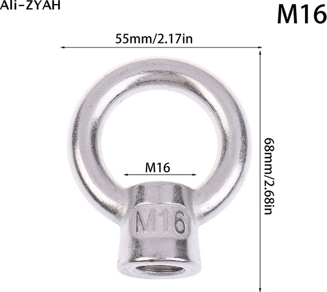 JETTING Augenmuttern aus Edelstahl 304 in Silber für Marine-Qualität und industrielles Heben, M6 M8 M10 M12 M16 - Bild 1