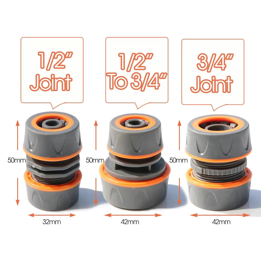 MUCIAKIE Gartenschlauch Schnellanschluss Adapter Set aus Kunststoff, 2 Stück, Grau, 1/2 Zoll und 3/4 Zoll - Bild 2