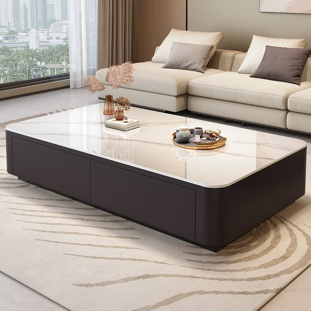 DUTRIEUX Couchtisch aus Marmor in Weiß, minimalistisches Design, rechteckig und glänzend - Bild 1