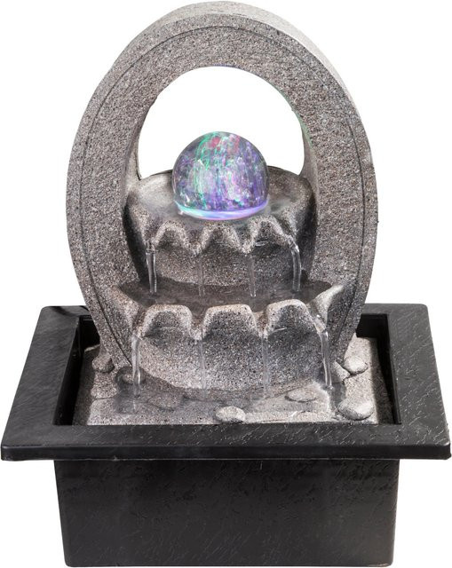 Globo LED-Brunnen Albert aus Kunststoff in Grau mit drei Schalen Design - Bild 1