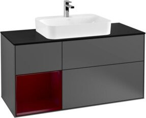 V&B Waschtischunterschrank Finion mit Wandbeleuchtung und Regal in Anthrazit, Breite: 120 cm, Tiefe: 50,1 cm, Höhe: 50,1 cm - Bild 1