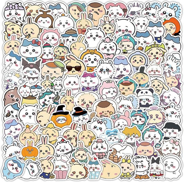 100 Stück Chiikawa Anime Sticker aus wasserfestem Vinyl in Multicolour für Scrapbook, Wasserbecher und Handyhüllen - Bild 1