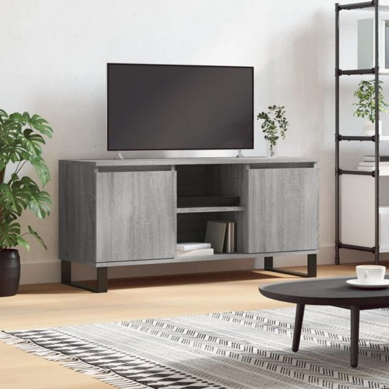 Vidaxl TV-Schrank in Grau Sonoma im Industrial Design aus Holzwerkstoff und Metall, B/T/H: 104 x 35 x 50 cm - Bild 1