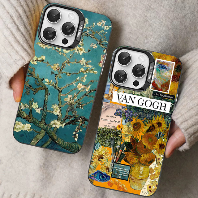 Van Gogh Sternenhimmel Handyhülle für iPhone 15 14 13 12 11 Pro Max und weitere Modelle, Matte stoßfeste Rückseite, Multicolour - Bild 1