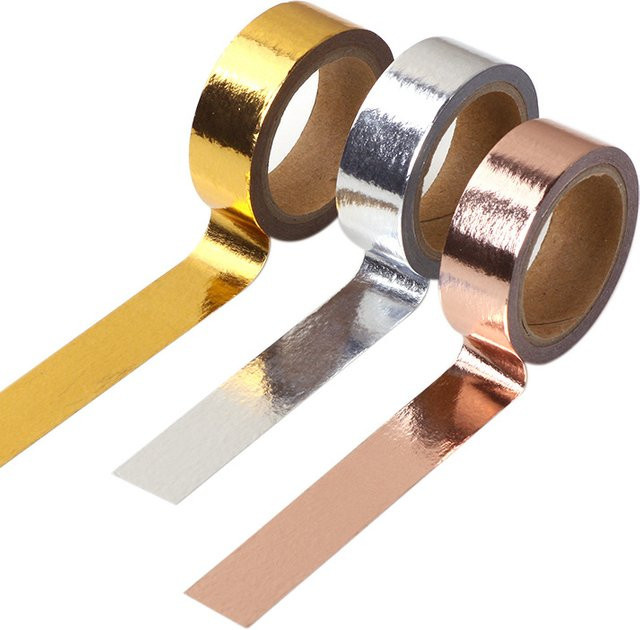 Dekoratives Washi Tape aus Papier in Roségold und Silber für deine DIY-Projekte - Bild 1