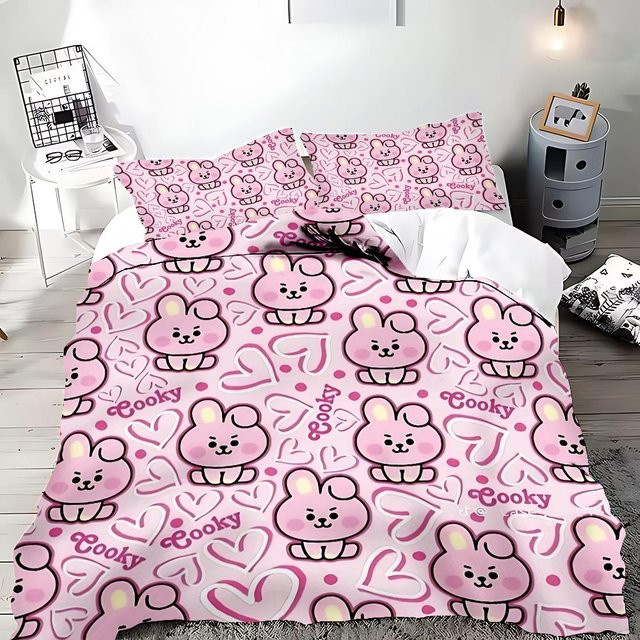 Cartoon S-Strays K-Kids Bettwäsche-Set aus Polyester mit Bettbezug und Kissenbezug, Farbe: Pink, B/H: 135 x 200 cm - Bild 1