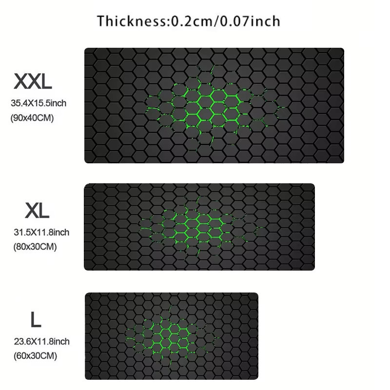 Hexagon XXL Mousepad für Gamer und Büro in Schwarz - Bild 4