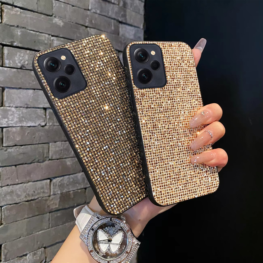Glitzernde Schutzhülle mit Shiny Grid Muster für Xiaomi Poco X3 X4 X5 X6 X7 Pro 5G in Gold - Bild 2
