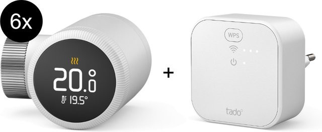 tado° X Starter Kit Smartes Heizkörper-Thermostat 6er-Set mit Bridge in Weiß - Bild 1