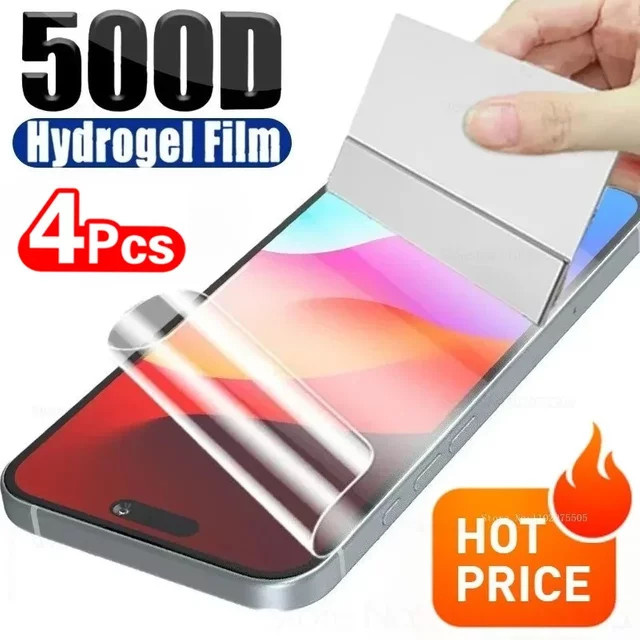 4 Stück DIXSG High Definition Hydrogel Displayschutzfolien für iPhone 17 16 15 Pro Max 16e 15 Plus 14 13 12 11 Pro XR XS Max, transparent - Bild 1