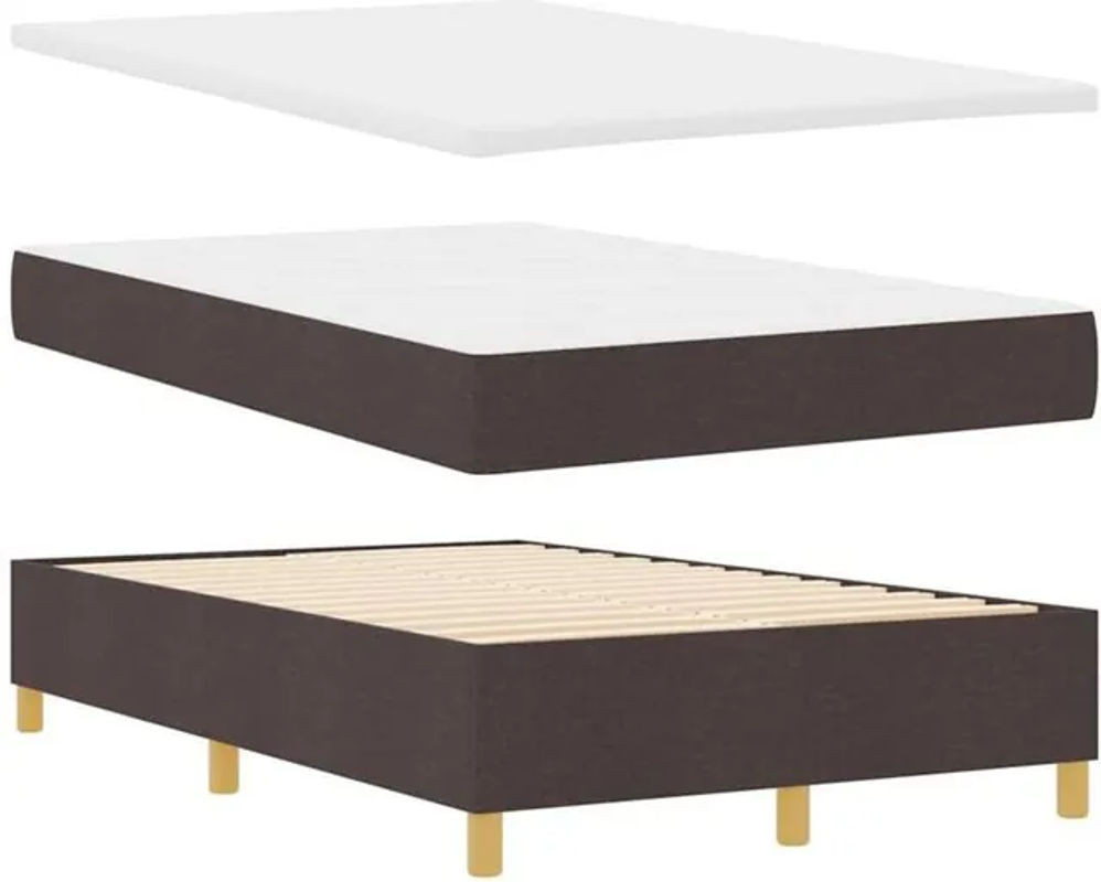 vidaXL Boxspringbett mit Matratze in Braun aus Stoff und Holzwerkstoff, B/T/H: 120 x 200 x 128 cm - Bild 1
