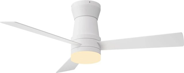 PXloue Deckenventilator mit LED-Beleuchtung, 42 Zoll, Weiß, DC Motor, 3 Flügel und Fernbedienung - Bild 1