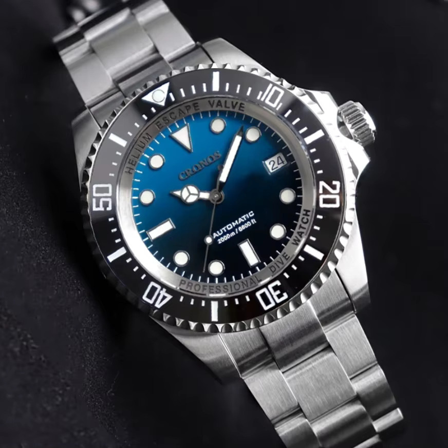 CRONOS Armbanduhr Automatik, Edelstahl, 44 mm, Herren, Blau - Bild 2