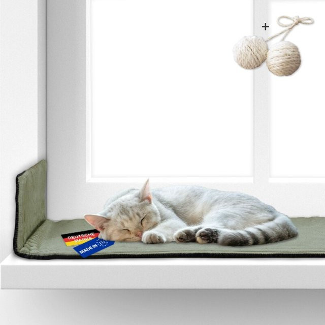 Rohrschneider Selbstwärmende Katzendecke Fensterliege mit rutschfester Unterlage hellgrün B: 90 cm, H: 29 cm, T: 2 cm - Bild 1