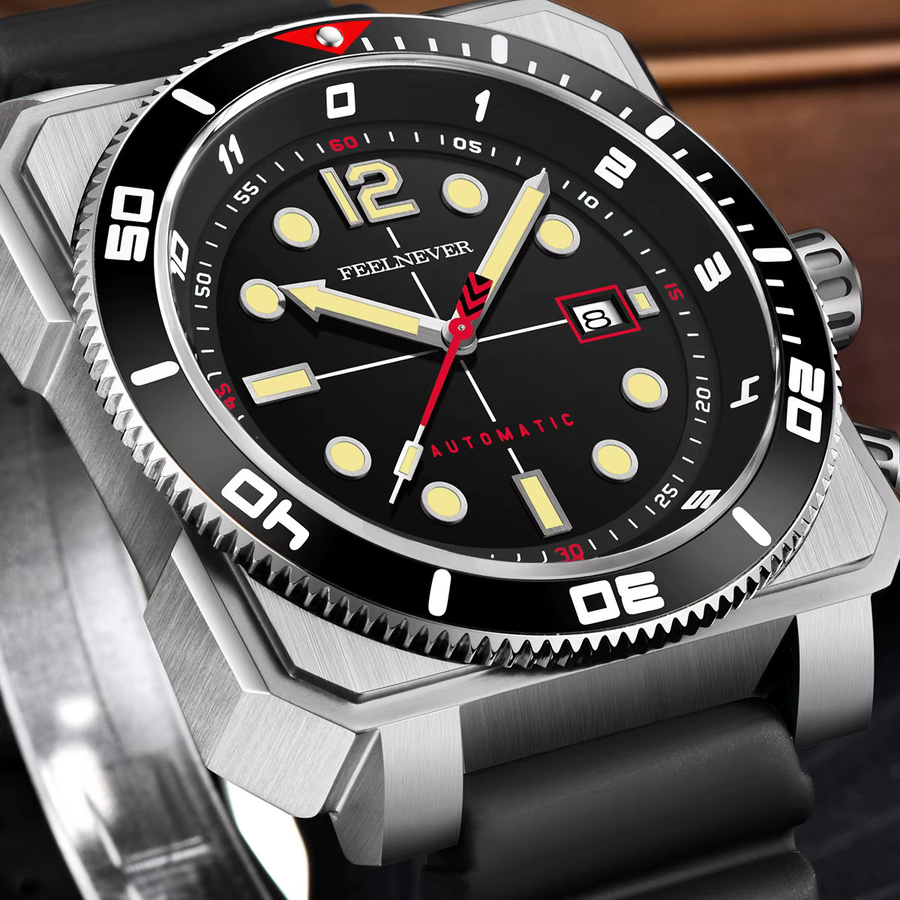 FeelNever Armbanduhr, Automatik, Edelstahl, Schwarz, Herren - Bild 4