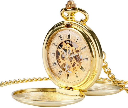 Mechanische Taschenuhr, Handaufzug, Gold, Herren Damen