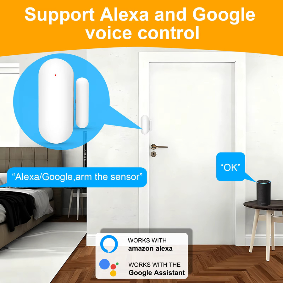 Tuya Zigbee Türöffnungsmelder in Weiß für Smart Life App, kompatibel mit Alexa und Google zur Echtzeitüberwachung von Türen und Fenstern - Bild 4