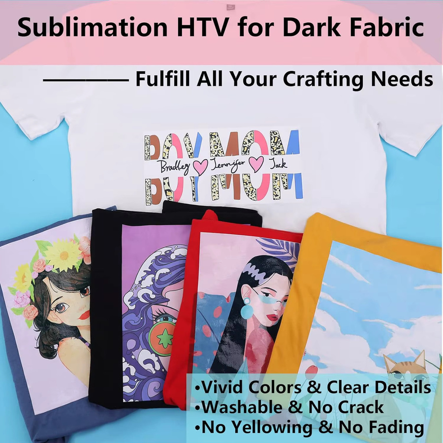 Sublimationsmatte aus Vinyl für dunkle Stoffe, Wärmeübertragungsfolie für Hemden, Taschen, Hüte und Kissen, Farbe: Weiß, Breite: 30,48 cm - Bild 1