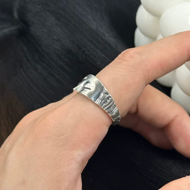 Everoyal Ring, Vintage Buddha Design, Silber, Herren - Bild 2