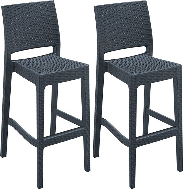 CLP 2er Set Barhocker Jamaica mit Fußstütze aus Polyrattan in Rattan-Optik, stapelbare Outdoor-Tresenhocker - Bild 1