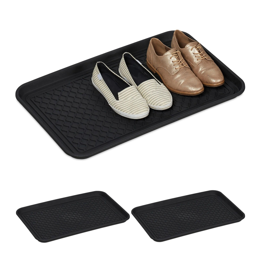 Relaxdays Schuhabtropfschale aus Kunststoff, Schwarz, 3er Set, Breite: 60 cm, Tiefe: 40 cm - Bild 2