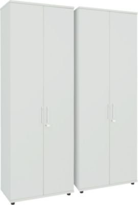 Schäfer Shop Genius TETRIS WOOD Flügeltürenschrank mit 6 Regalböden, lichtgrau, B: 100 cm, T: 42,1 cm, H: 227 cm, 2 Stück - Bild 1