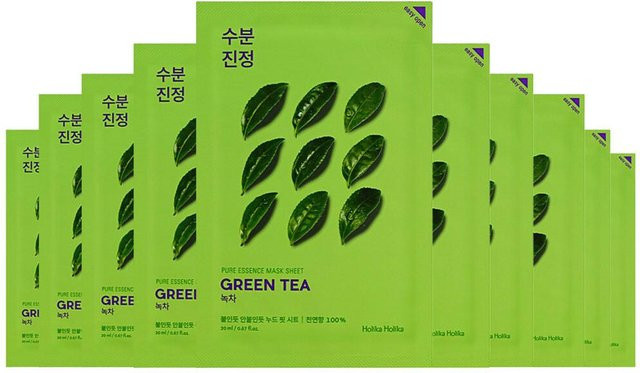 HOLIKA HOLIKA Pure Essence Mask Sheet Grüner Tee, 10 Stück, Gesicht - Bild 1