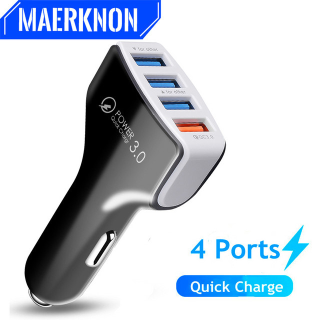 40W USB-Autoladegerät mit Multi-USB-Adapter und Quick Charge 3.0 in Schwarz für iPhone, Samsung, Xiaomi und Huawei - Bild 1