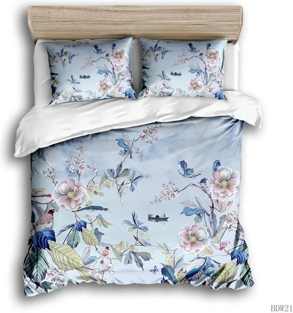 Wendbares Bettwäsche-Set Your Warm Home mit botanischem Blätter-Design, bunt, Polyester, 2-teilig, B/H: 133 x 200 cm (Hinweis: Die Angabe 70x133cm im Original wurde als Maß für den Bezug interpretiert, jedoch ist bei einem Doppel-Set üblicherweise die Bet - Bild 1
