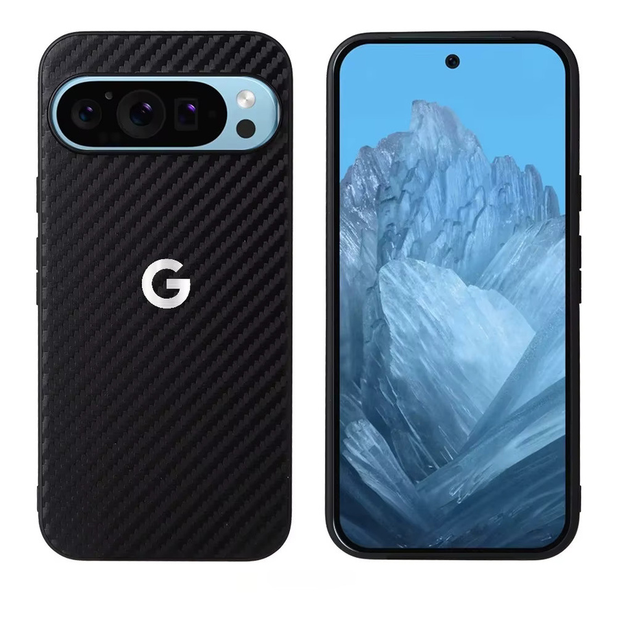 Robuste Google Phone Case Schutzhülle mit Leoparden- und Schlangenmuster in Carbonfaser-Optik und Lychee-Ledertextur für Google Pixel 10 Pro XL 9 8 7 6A in Schwarz - Bild 2