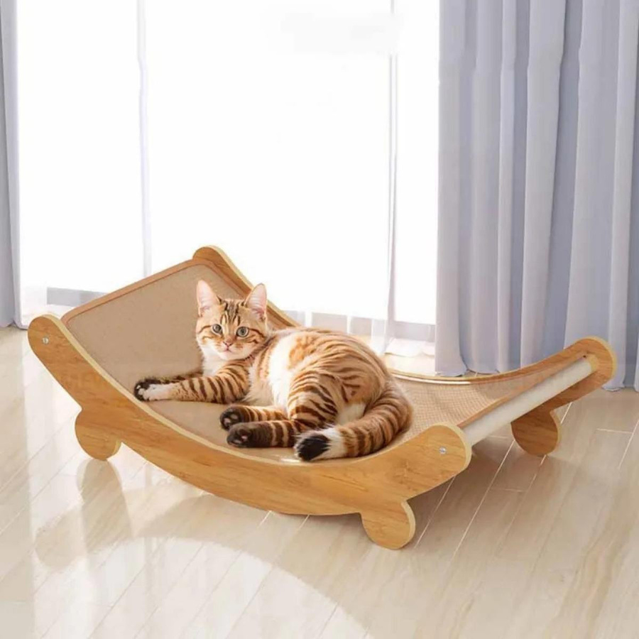 Yuyongzhi Multifunktionales Katzenkratzbrett aus Holz mit Sisal als Schlafbett und Kratzspielzeug - Bild 2