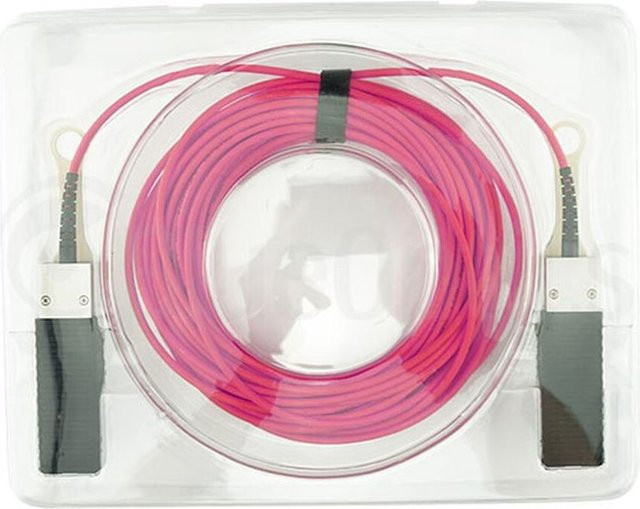 BlueOptics Aktives Optisches Kabel QSFP56 4 Kanal 200GBASE-SR4 Infiniband Multimode OM4 G50/125µ, Länge: 15 m, Farbe: aqua - Bild 1
