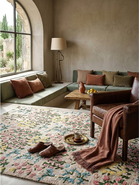 Wollteppich Kadima Design VALE mit floralem Muster in Rosa-Bunt, B/B: 120 x 170 cm - Bild 1