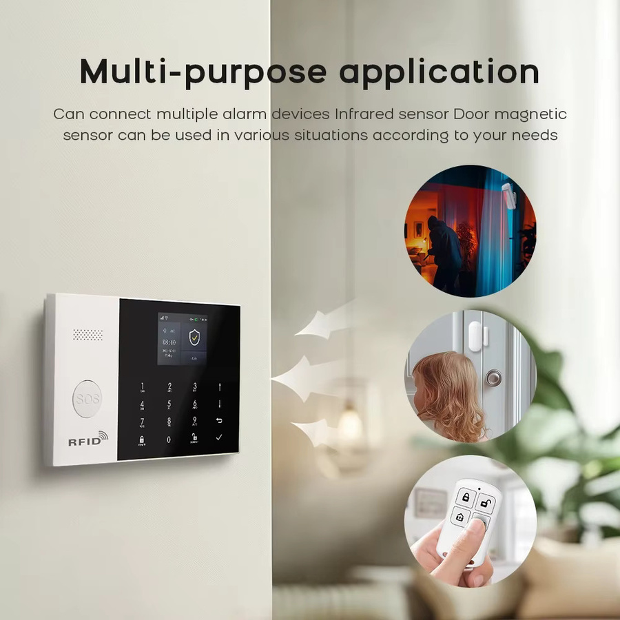 PGST Smart Home Alarmsystem WiFi GSM Drahtloses Einbruchschutz-Set mit PTZ IP-Kamera und 2-Wege-Audio in Weiß mit Tuya Unterstützung - Bild 3