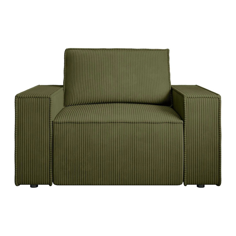 Vente-unique Sessel Amelia mit gerader Rückenlehne und Armlehnen in Khaki Cord, Breite: 120 cm - Bild 2