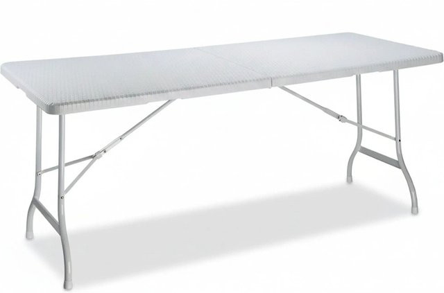 Relaxdays Gartentisch klappbar in Weiß mit Rattan-Optik aus Stahl und Kunststoff, B/T/H: 178 x 72 x 74 cm - Bild 1