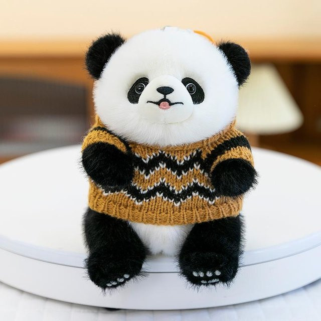 Yiran Jewelry Ring Panda Plüschtier Schlüsselanhänger, 14cm, black - Bild 1