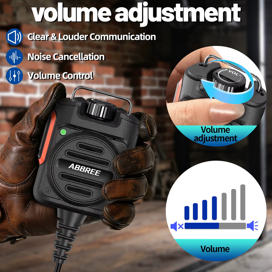 ABBREE AR-158 Lautsprecher-Mikrofon in Schwarz mit K-Stecker und einstellbarer Lautstärke für Auto-Walkie-Talkie und Baofeng UV-5R Mini - Bild 6