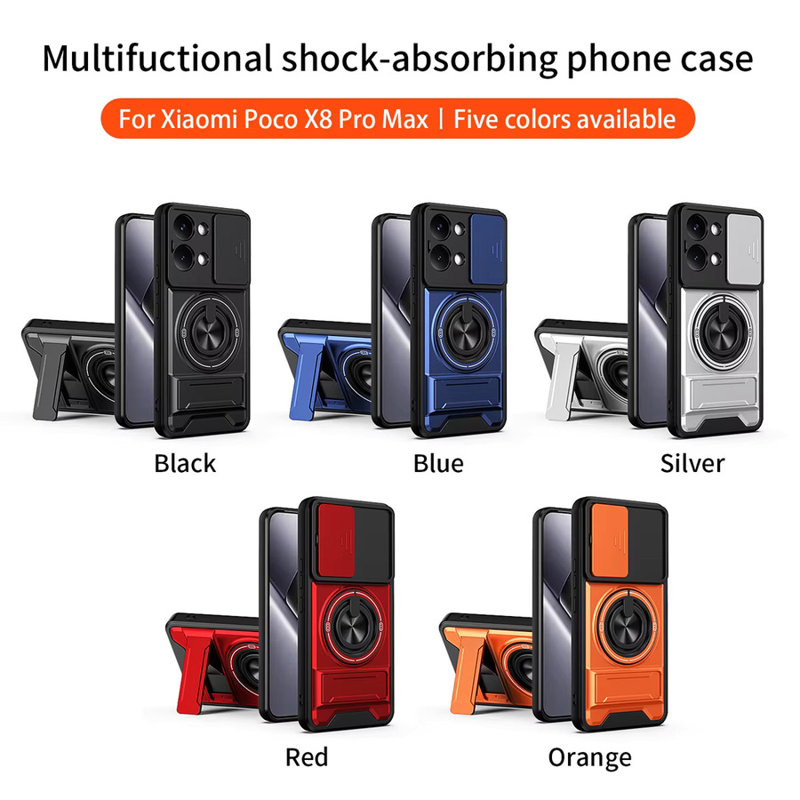 Stoßfeste magnetische Armor Handyhülle für Xiaomi Poco X8 Pro Max X7 X6 Pro F8 Ultra mit Kameraschutz und Ständer in Rot - Bild 6