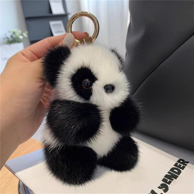 YIZIZAI Schlüsselanhänger Imitation Nerzfell, Kleiner Panda, Damen, 13 cm - Bild 1