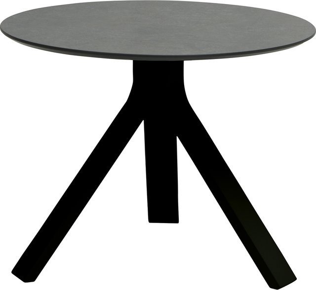 Stern Beistelltisch Freddie mit Tischplatte Silverstar 2.0 Smoky, Durchmesser: 55 cm, Aluminium, schwarz matt - Bild 1